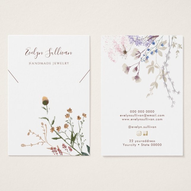 Wildblumen-Halskette-Display-Karte (Vorne & Hinten)