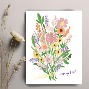 Wildblumen Handbemalt Farbige Gouache Herzlichen G Postkarte