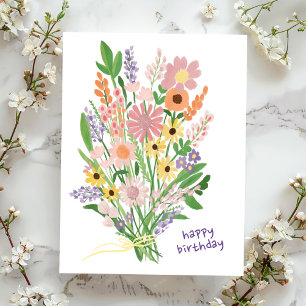 Wildblumen Handbemalt Gouache Alles Gute zum Gebur Postkarte