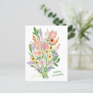Wildblumen Handbemalt Gouache Alles Gute zum Gebur Postkarte