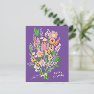 Wildblumen Handbemalt Gouache Alles Gute zum Gebur Postkarte