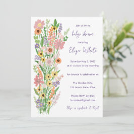 Wildblumen Handgemalt QR Code Baby Shower Einladung