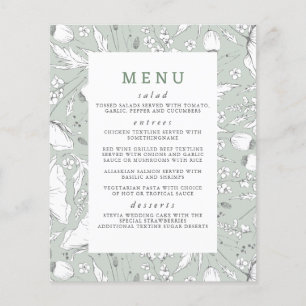 Wildblumen handgezeichnet Speisekarte für Hochzeit Flyer