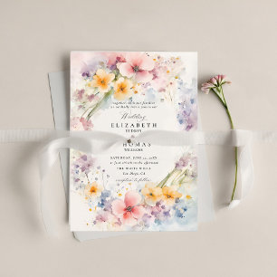Wildblumen Happy Garden Moderne Elegante Hochzeit Einladung