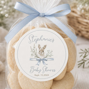 Wildblumen Häschen Aquarell Baby Shower Runder Aufkleber