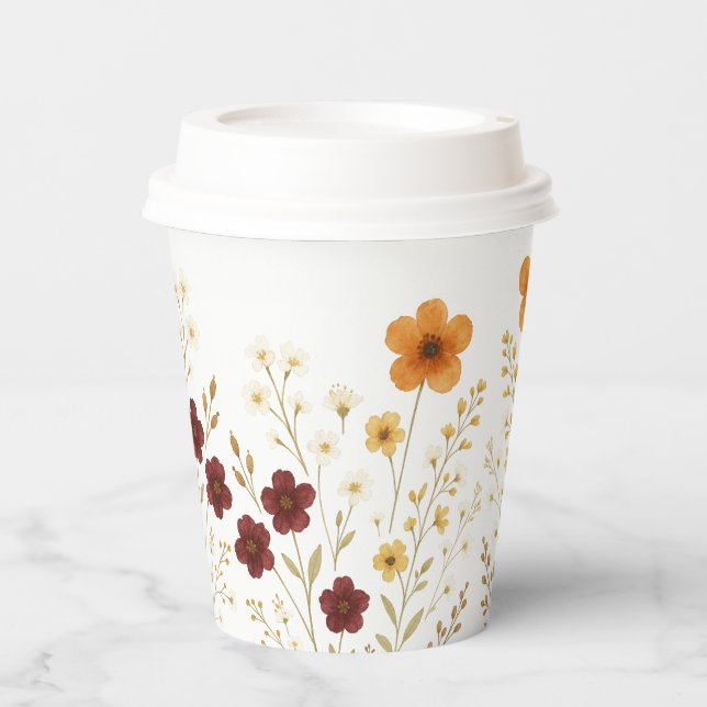 Wildblumen Herbst Eleganter Erntedank Pappbecher (Vorderseite)