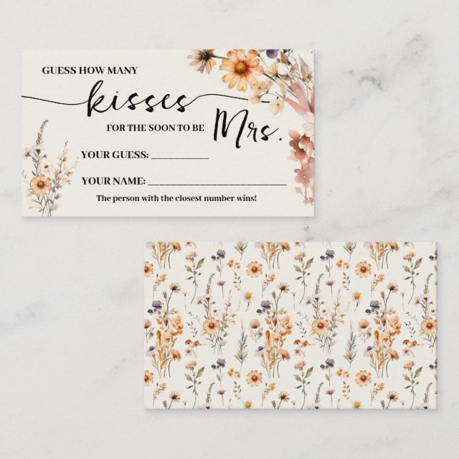 Wildblumen Herbst Wie viele Küsse für Mrs. Game Ca Platzkarte (Vorne/Hinten)