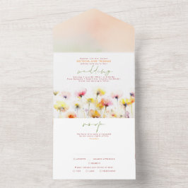 Wildblumen Hochzeit All In One Einladung