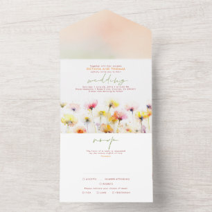 Wildblumen Hochzeit All In One Einladung