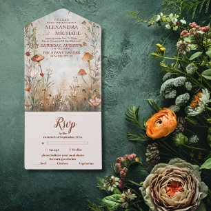 Wildblumen-Hochzeit Boho Landhausstil All In One Einladung
