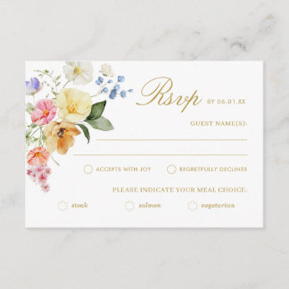 Wildblumen-Hochzeit Farbige Florale Hochzeit RSVP Karte