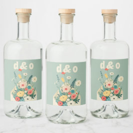 Wildblumen Hochzeit im botanischen Garten Alkoholflaschenetikett