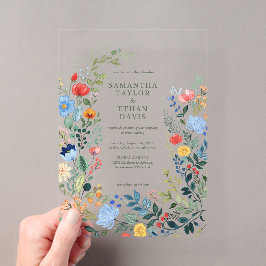 Wildblumen Hochzeit im farbenfrohen Garten Acryleinladungen