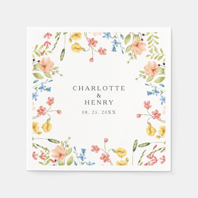 Wildblumen Hochzeit im Garten Serviette (Vorderseite)