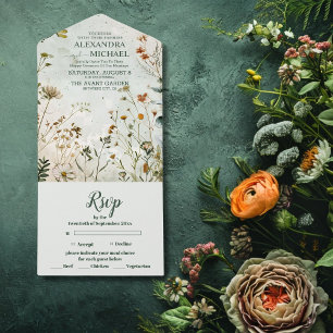 Wildblumen-Hochzeit Landhochzeit mit Blumen All In One Einladung