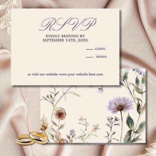 Wildblumen Hochzeit mit floraler Elegant RSVP Karte (Von Creator hochgeladen)