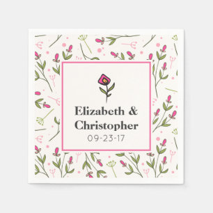 Wildblumen Hochzeit mit rosa und grünem Longsteg Serviette
