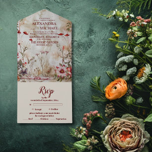 Wildblumen-Hochzeit Rustikale Country  All In One Einladung
