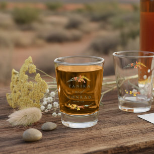 Wildblumen-Hochzeits-Wasserfarbnamen Gold ID954 Schnapsglas