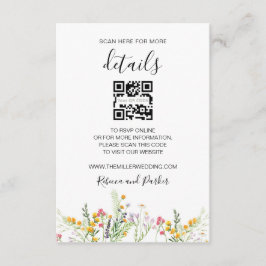 Wildblumen Hochzeitsdetails QR Foto Beilage Karte