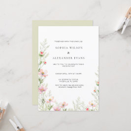 Wildblumen Hochzeitseinladung in einem sanften rom Einladung