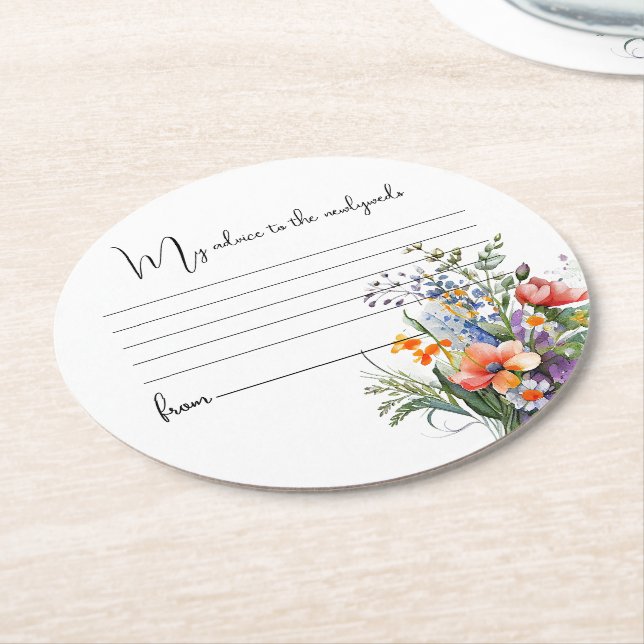 Wildblumen - Hochzeitsratgeber Runder Pappuntersetzer (Angewinkelt)
