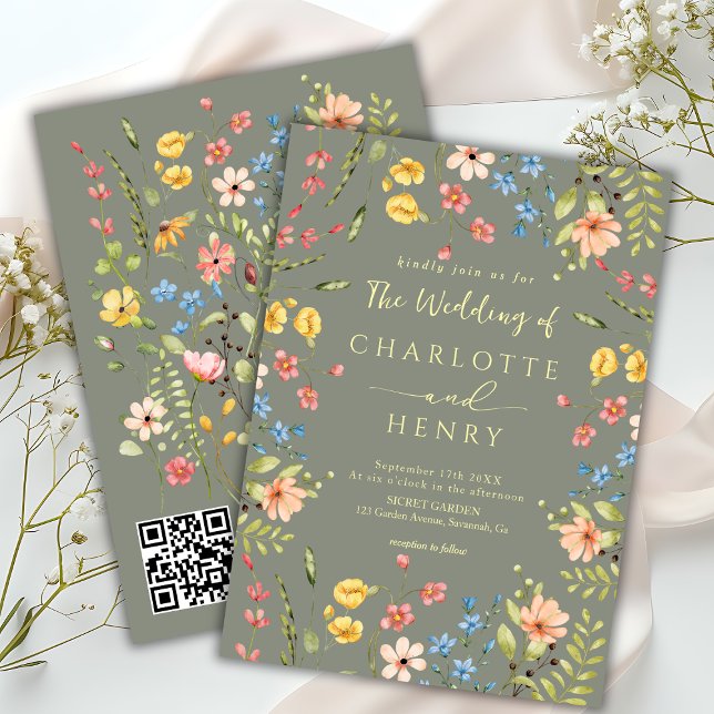 Wildblumen Hochzeitssache QR Einladung (Von Creator hochgeladen)