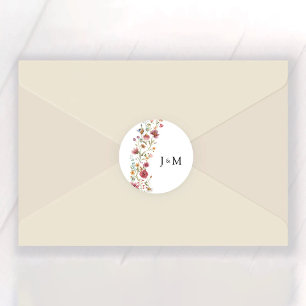 Wildblumen Hochzeitsticker Runder Aufkleber
