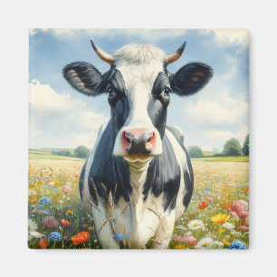 Wildblumen Holstein Milchkuh Magnet