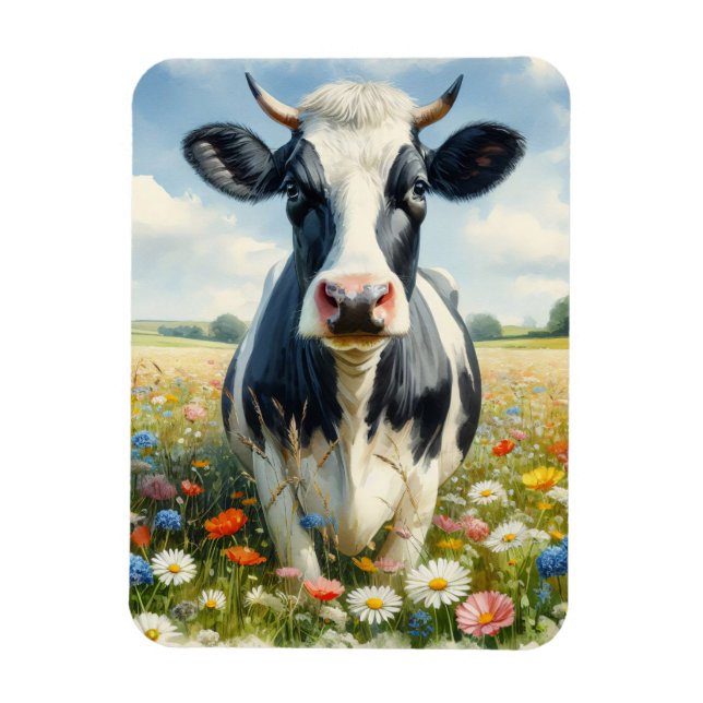 Wildblumen Holstein Milchkühe flexibel Magnet (Vertikal)