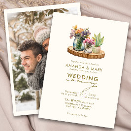 Wildblumen Holz Mason Jars Boho Bohemisch Hochzeit Einladung