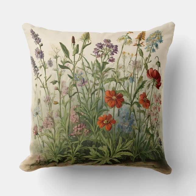 Wildblumen Illustration Kissen (Vorderseite)