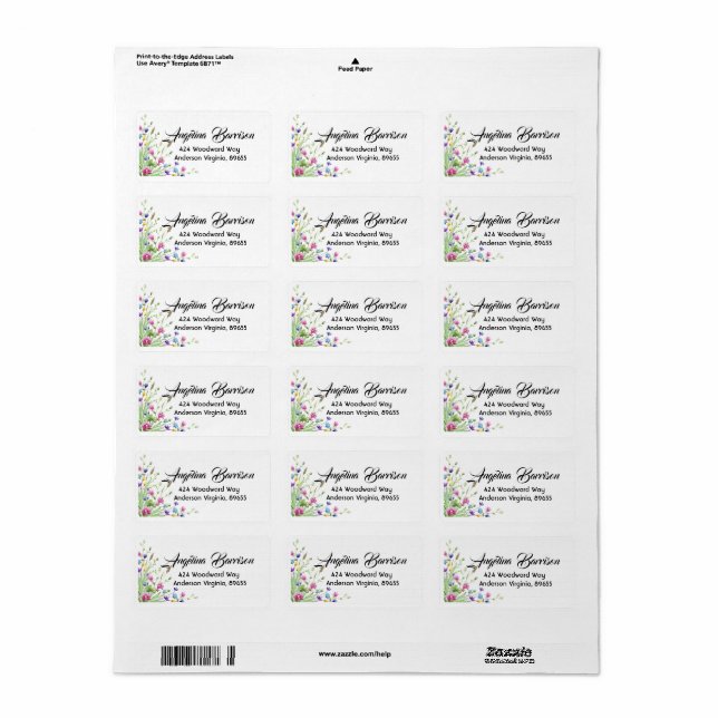 Wildblumen im Frühjahr adressieren Labels/Adresset Adressaufkleber (Vorne)