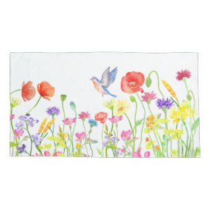 Wildblumen im Frühlingskissenbezugdoppelten Kissenbezug