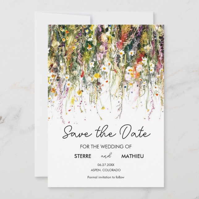 Wildblumen im Garten Save The Date (Vorderseite)
