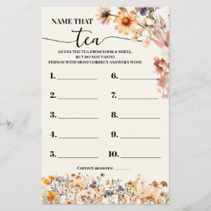 Wildblumen im Herbst Name der Tee-Dusche-Spielkart Flyer