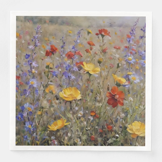 Wildblumen im Wasserfarbengebirge Serviette (Vorderseite)