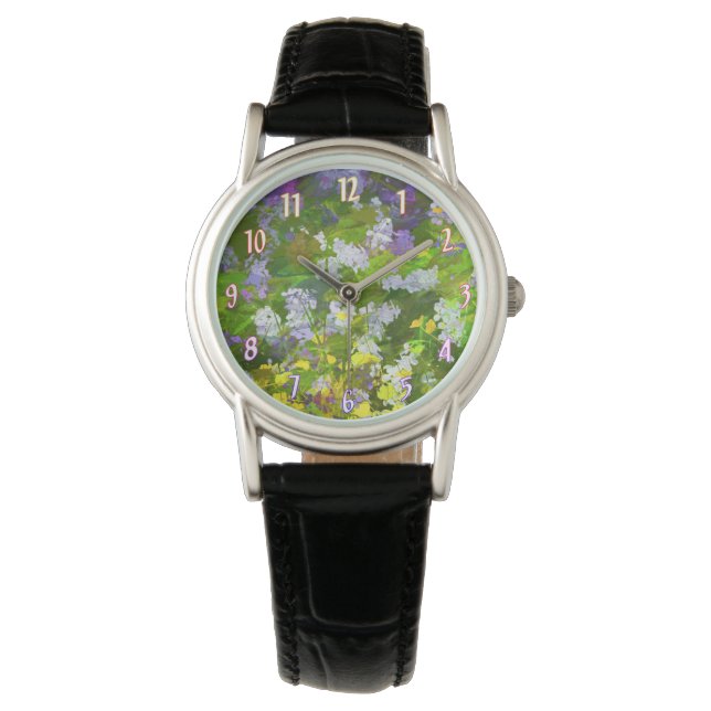 Wildblumen Impasto Malerei - Originelle Blume Kuns Armbanduhr (Vorderseite)