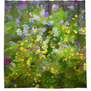Wildblumen Impasto Malerei - Originelle Blume Kuns Duschvorhang