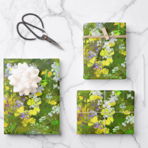 Wildblumen Impasto Malerei - Originelle Blume Kuns Geschenkpapier Set