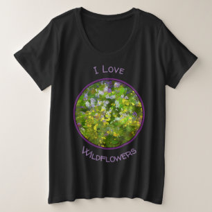 Wildblumen Impasto Malerei - Originelle Blume Kuns Große Größe T-Shirt