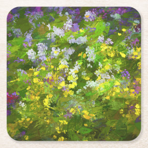Wildblumen Impasto Malerei - Originelle Blume Kuns Rechteckiger Pappuntersetzer