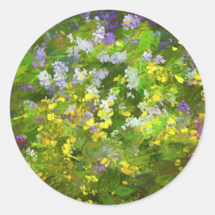 Wildblumen Impasto Malerei - Originelle Blume Kuns Runder Aufkleber