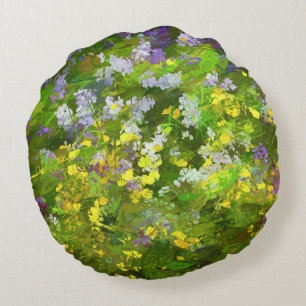 Wildblumen Impasto Malerei - Originelle Blume Kuns Rundes Kissen