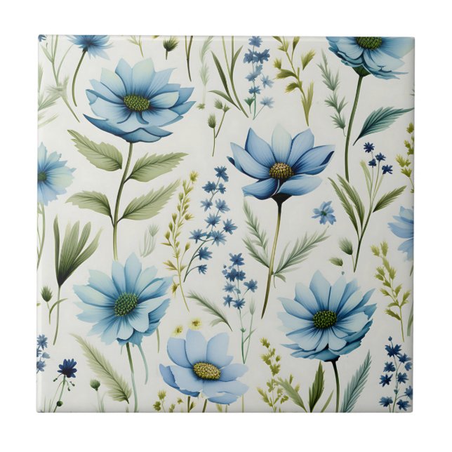 Wildblumen in Aquarellfarbe Fliese (Vorderseite)