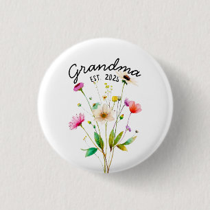 Wildblumen in Aquarellfarben Erstmals Oma Button