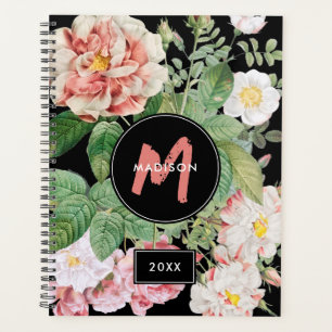 Wildblumen in Aquarellfarben Rose Schwarz-Rosa-Mon Planer