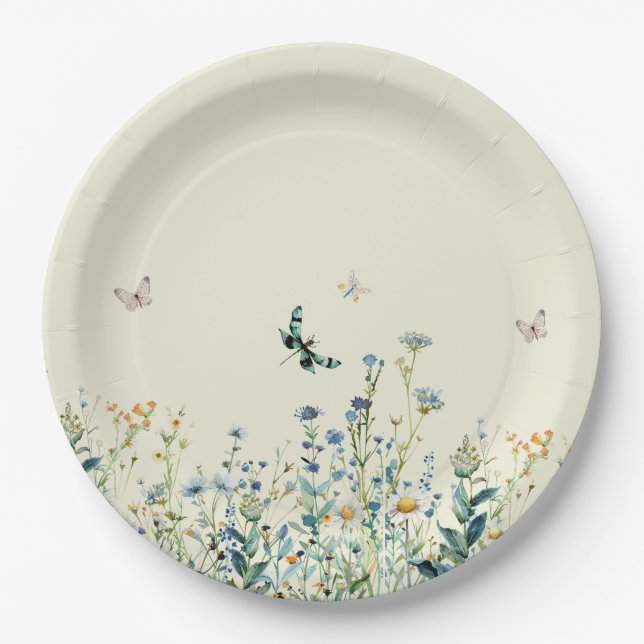 Wildblumen in Blütendusche Pappteller (Vorderseite)