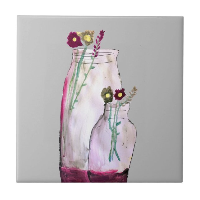 Wildblumen in der Vase Fliese (Vorderseite)