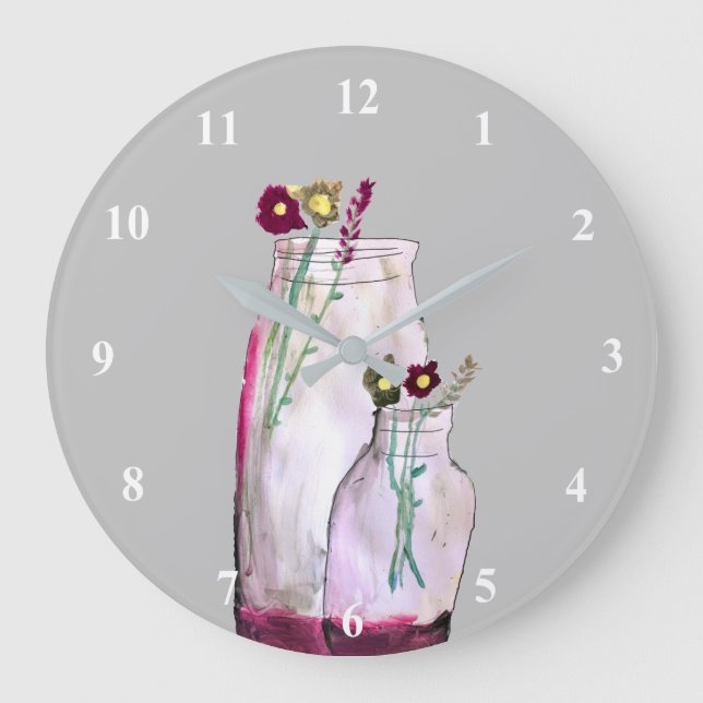 Wildblumen in der Vase Große Wanduhr (Vorderseite)
